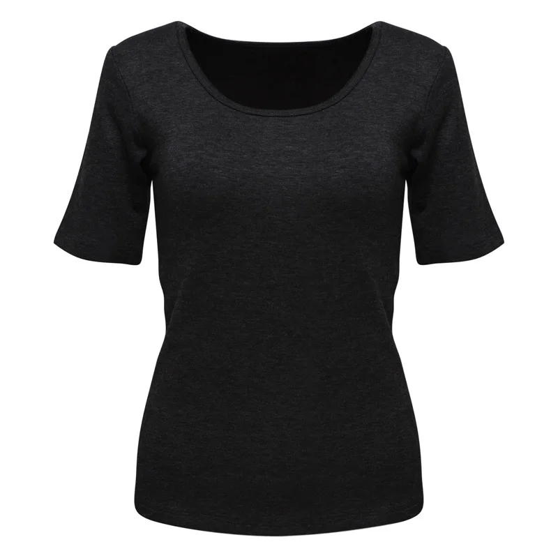 Extra warm thermostatic heat fabric square neck short sleeve thermal top