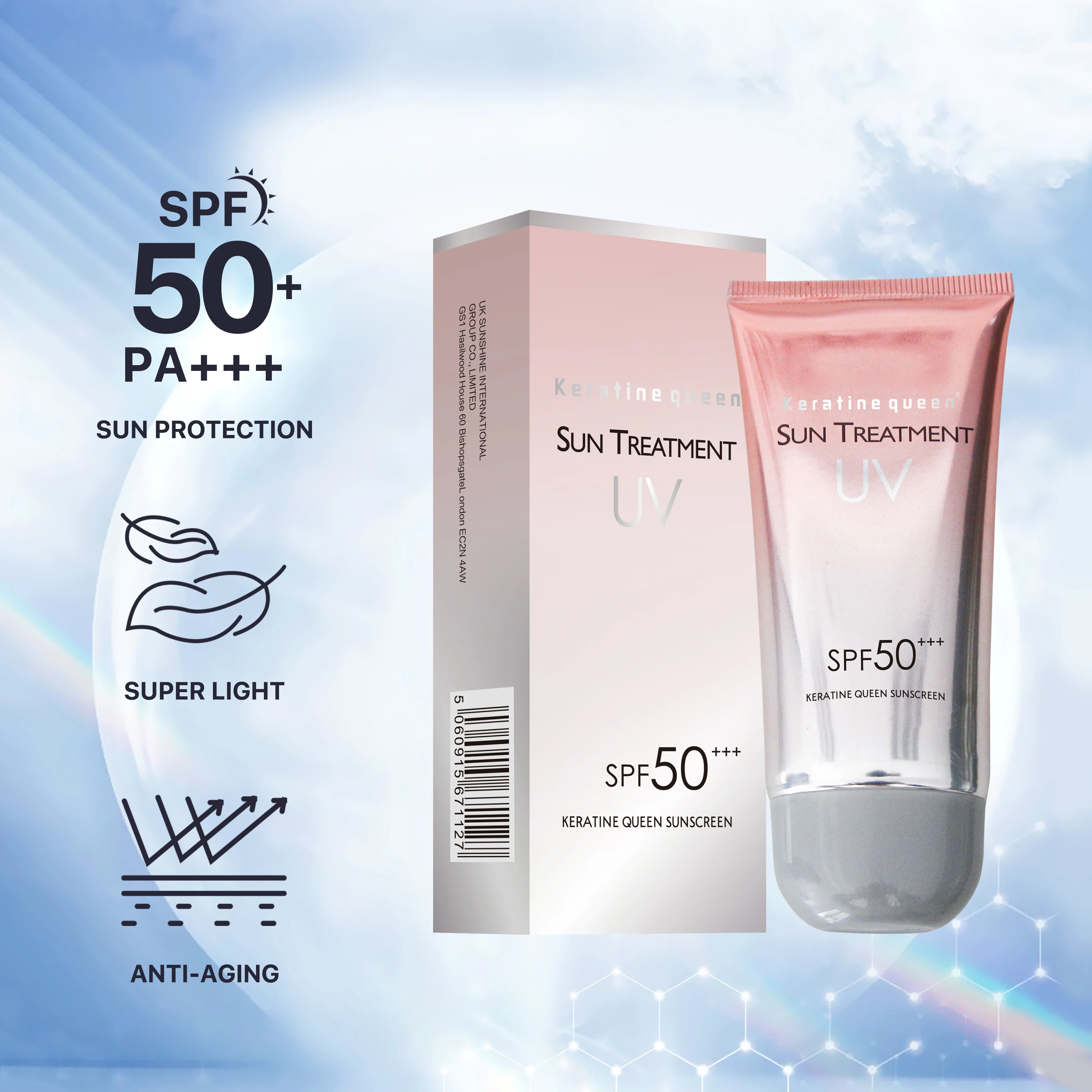 Factory Private Label Natural  Long lasting moisturizing non greasy UV SPF50+ PA+++