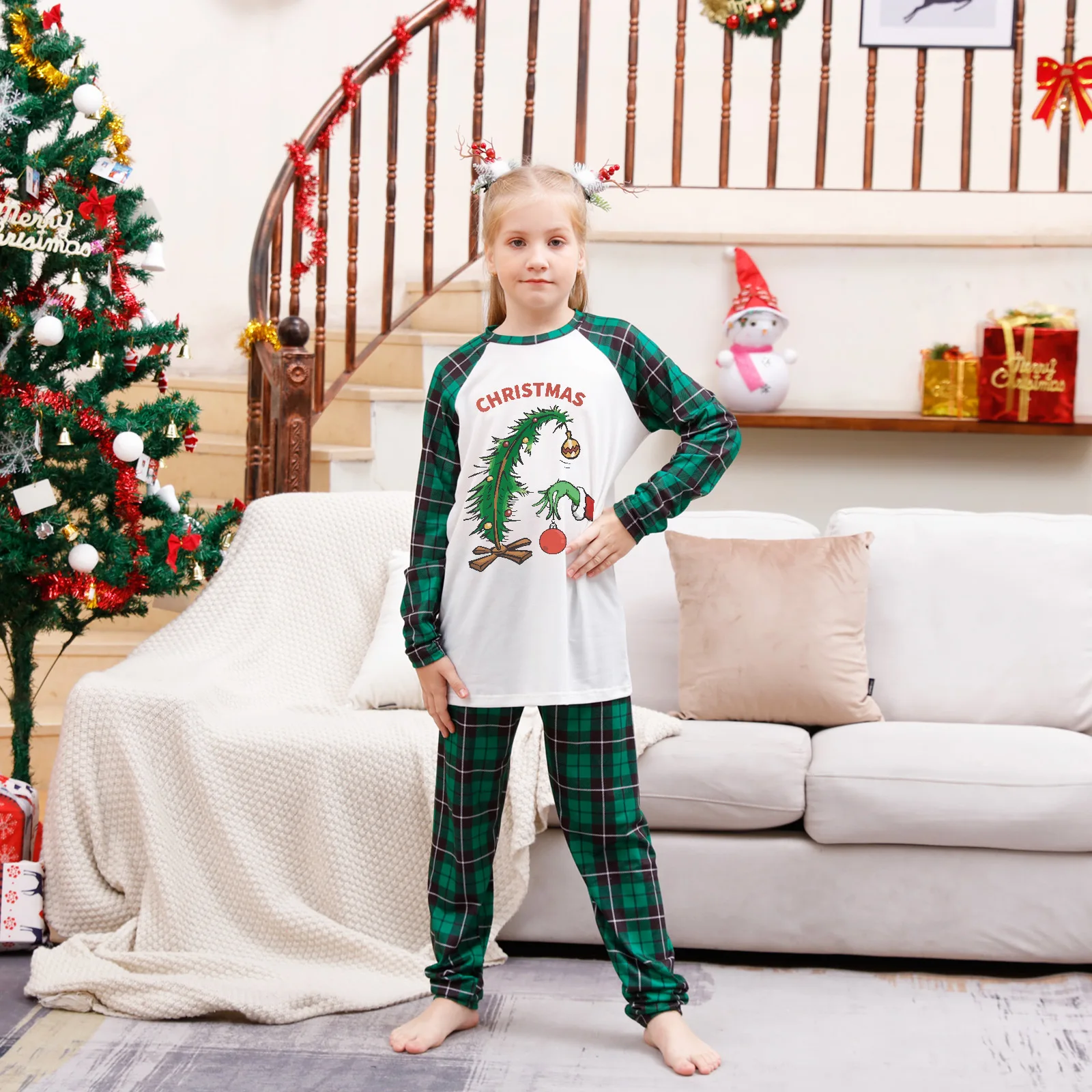 Ins Christmas Popular Parents&Me Lounge Wear Casual Pajamas Sets 2pcs Family Matching Outfits