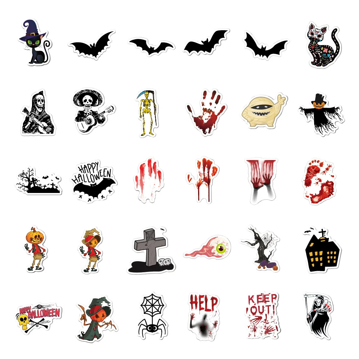 Halloween party suitcase notebook window decoration sticker waterproof horror static sticker for Halloween decoration