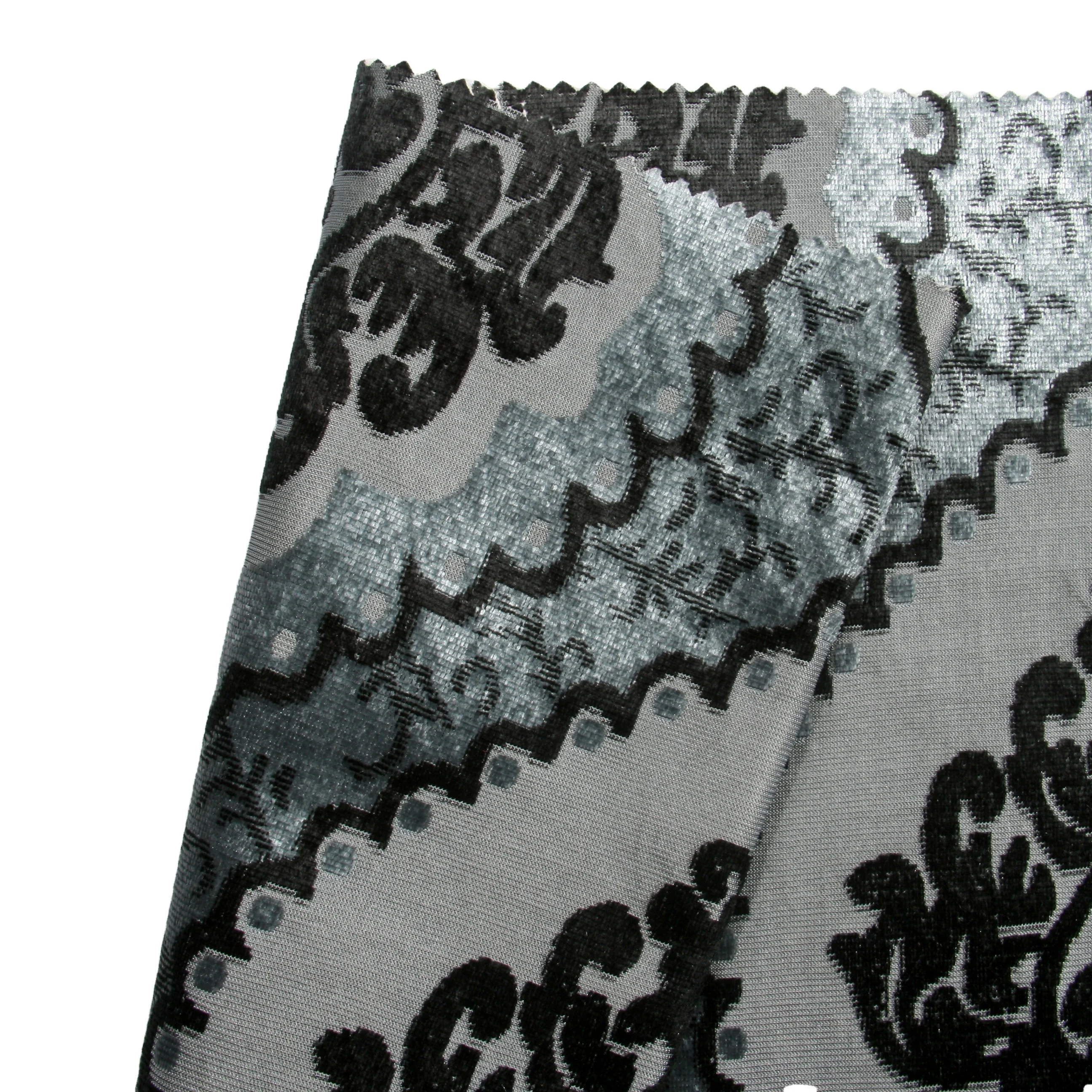 two tone warp knitting gary jacquard velvet fabric for sofa upholstery fabric