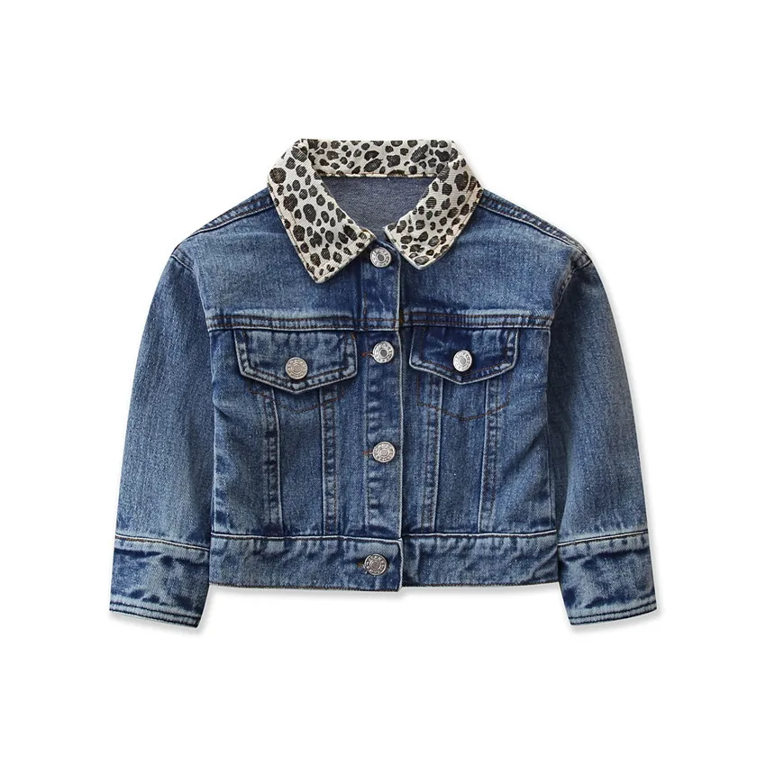 Baby Girls New Fashion Winter Autumn wholesale denim outerwear Leopard Sequin embroidered Kids Denim Jeans Jacket