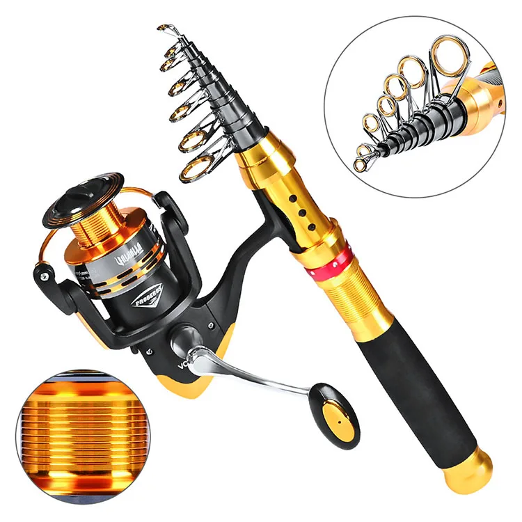 1.8m-2.7m telescopic fishing rod Lightweight portable lure set hook fishing rod and reel combo with reel