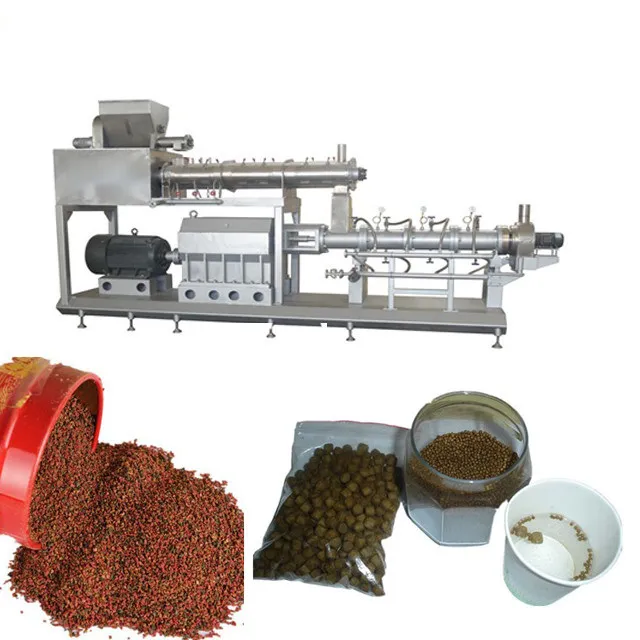 
twin screw extruder fish feed pet dog cat food snacks extrusion machine 