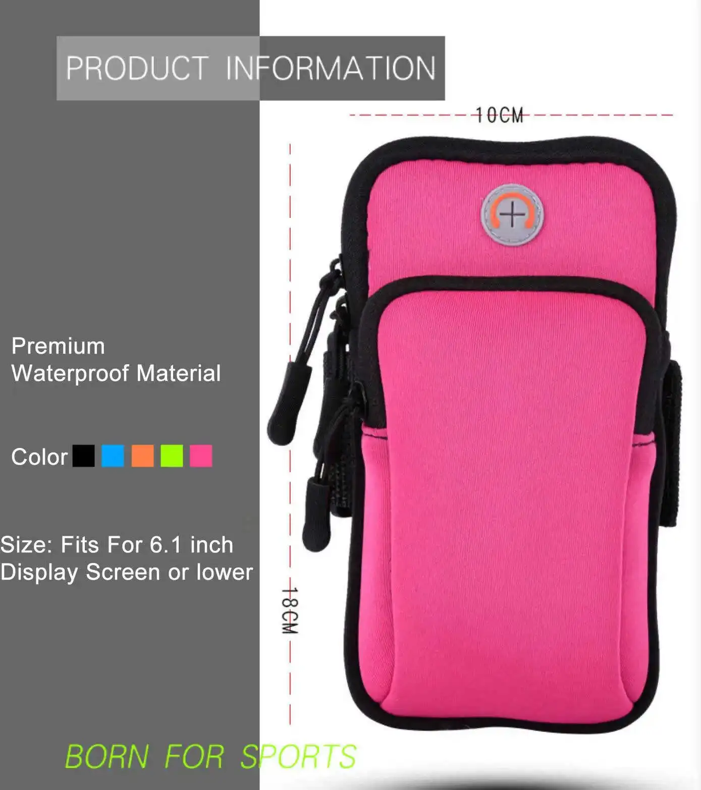 Phone Armband Adjustable Strap Gym Jogging Arm Bag Running Sports Fitness Cycling Hiking Cell Phone Storage Pouch Earphones