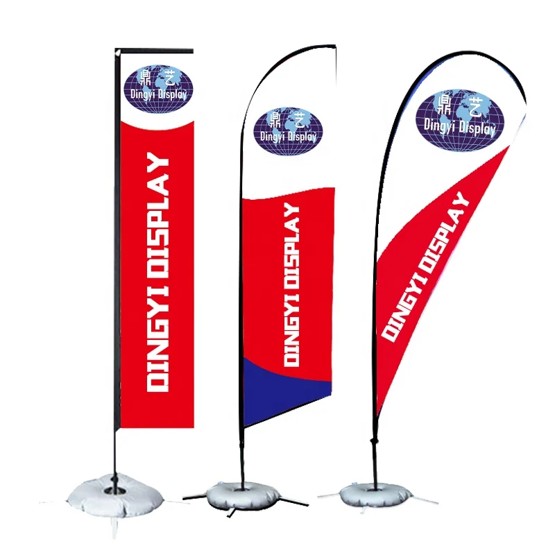 CUSTOM FLAG 3x5ft Beach banner wing flag with fiberglass flag pole giant telescopic Advertising Wind Outdoor Custom Feather