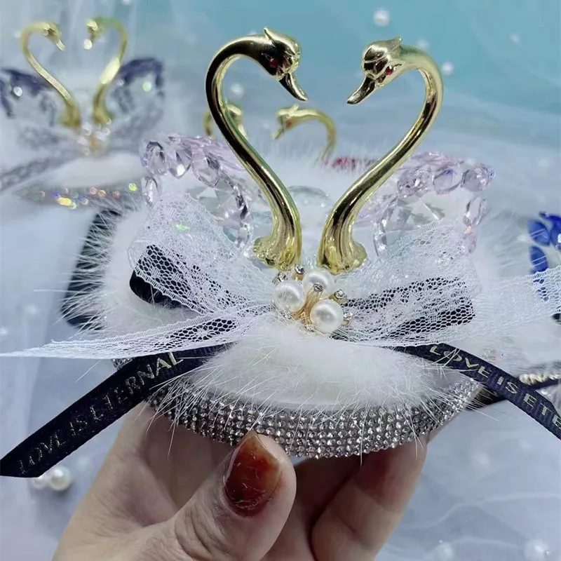 Custom various series crystal glass swan figurine paperweight table centerpiece and car ornament