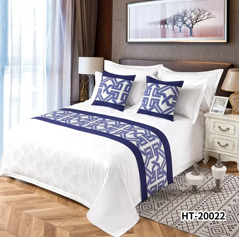 Hotel Solid Color Bed Runners with Matching Pillows Scarves Decoration for Bed Flag Bedding Scarf for King Size