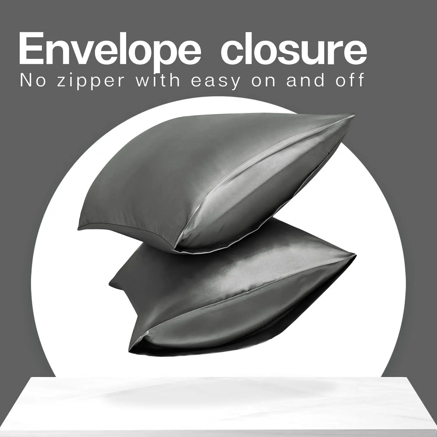 Wholesale Custom Logo Throw Sleeping Satin Silk Pillowcase solid color  Pillow Cover With Envelope Closure