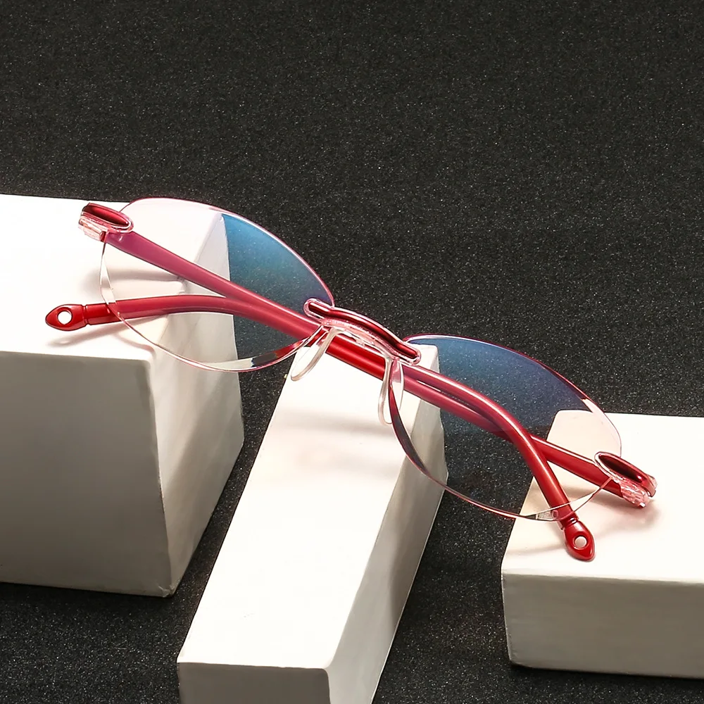 
SKYWAY China Factory Cheap Frameless Women Men Fashion Anti Blue Light Reading Glasses +1.0 2.0 3.0 4.0 