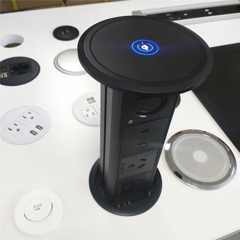 3 AC AU выход USB A + USB-C моторизованный кухонная столешница Pop Up мощность акустическая система беспроводной разъем для зарядного