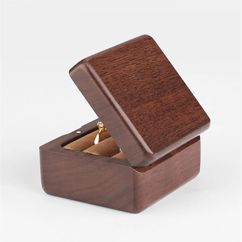 Wedding Ring Box Engagement Ring Bearer Box Wooden Double Ring Decorative Jewelry Box