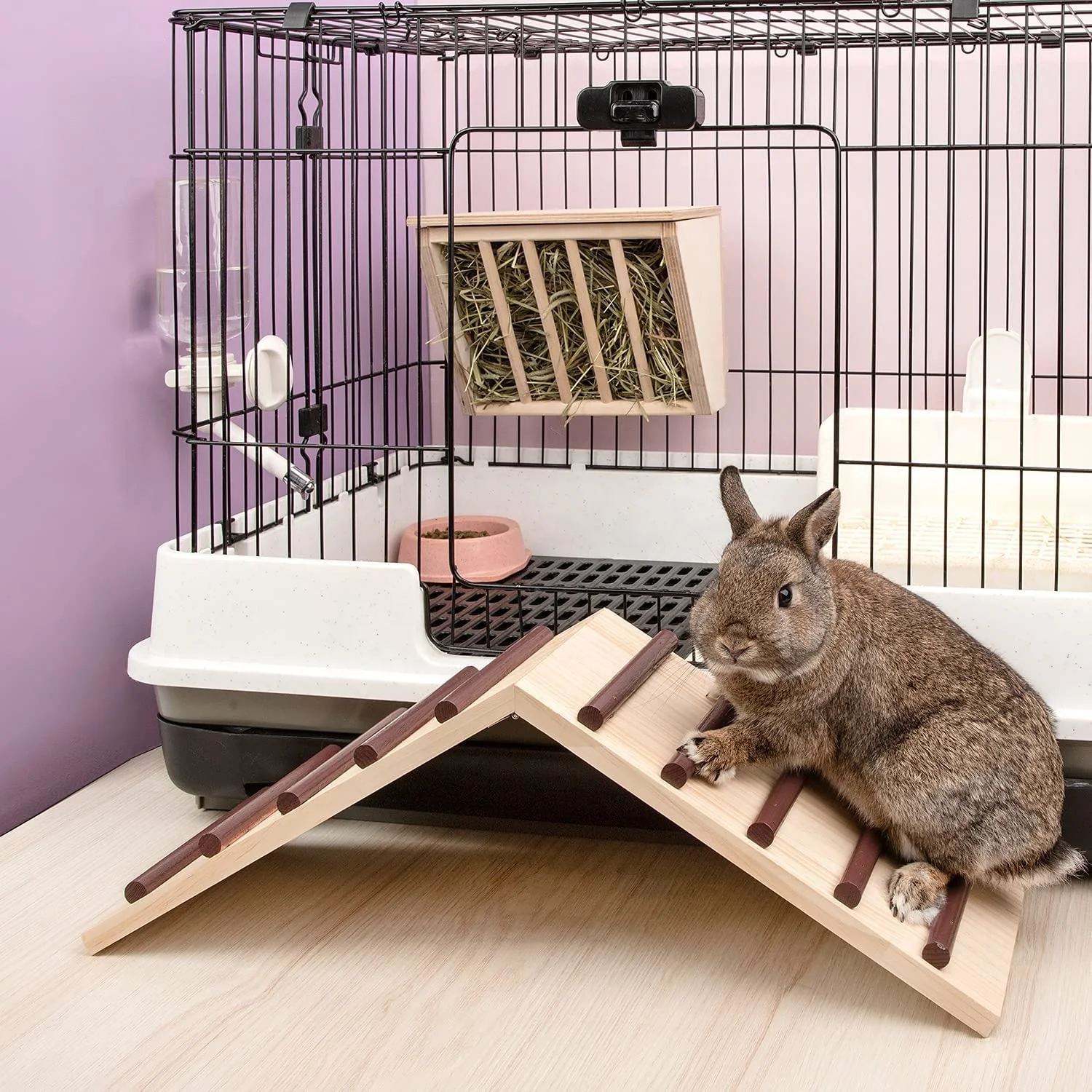 Wooden cage bridge for rabbit guinea pigs and chinchilla hamster toys Natural bridge for small pets