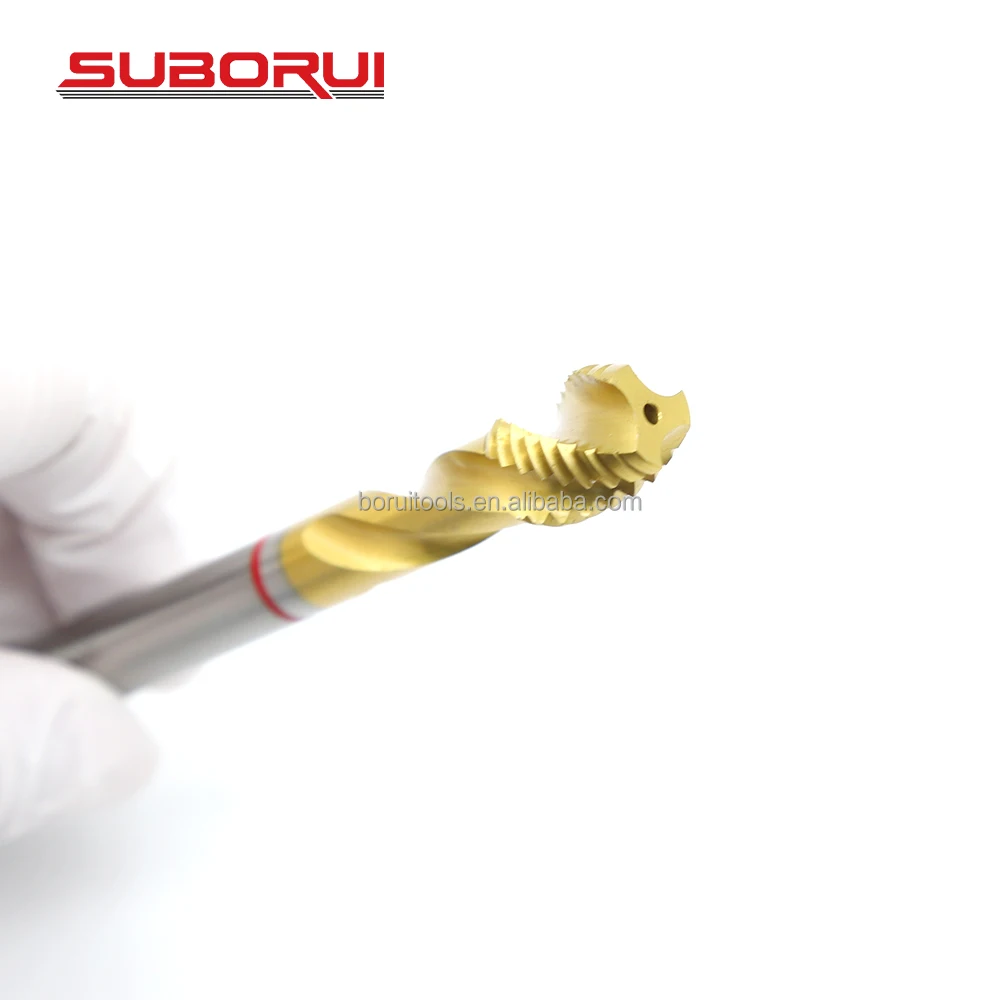 SUBORUI Din 376 Titanium Coating Short Blade Spiral Flute HSS E M35 Cobalt M12-M27 1.75mm Thread Metric Machine Screw Taps