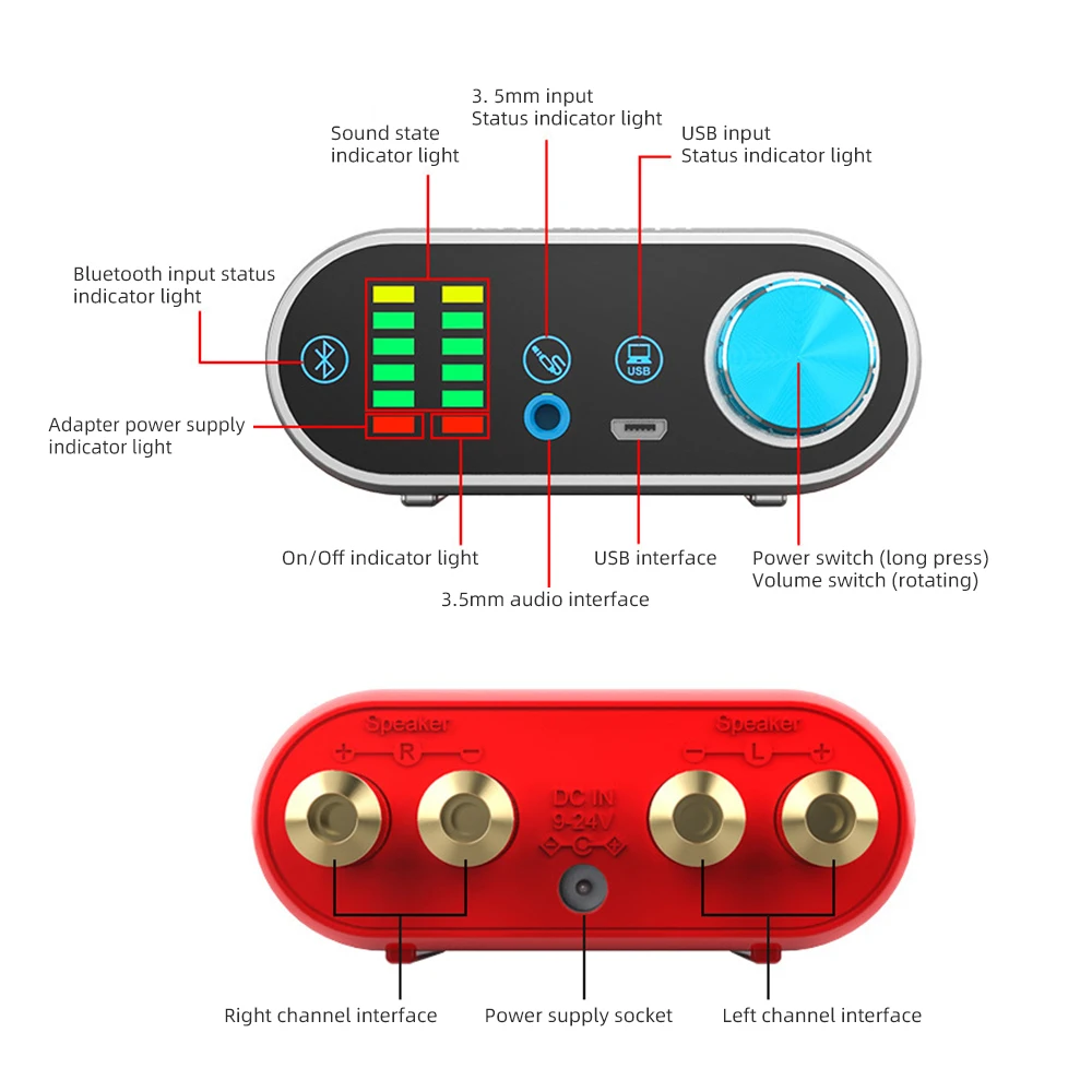 XDF001 New Arrivals 2 Channel BT 5.0 Mini Wireless Audio Power Hifi Stereo Speaker AMP for Home Berani Power Amplifier