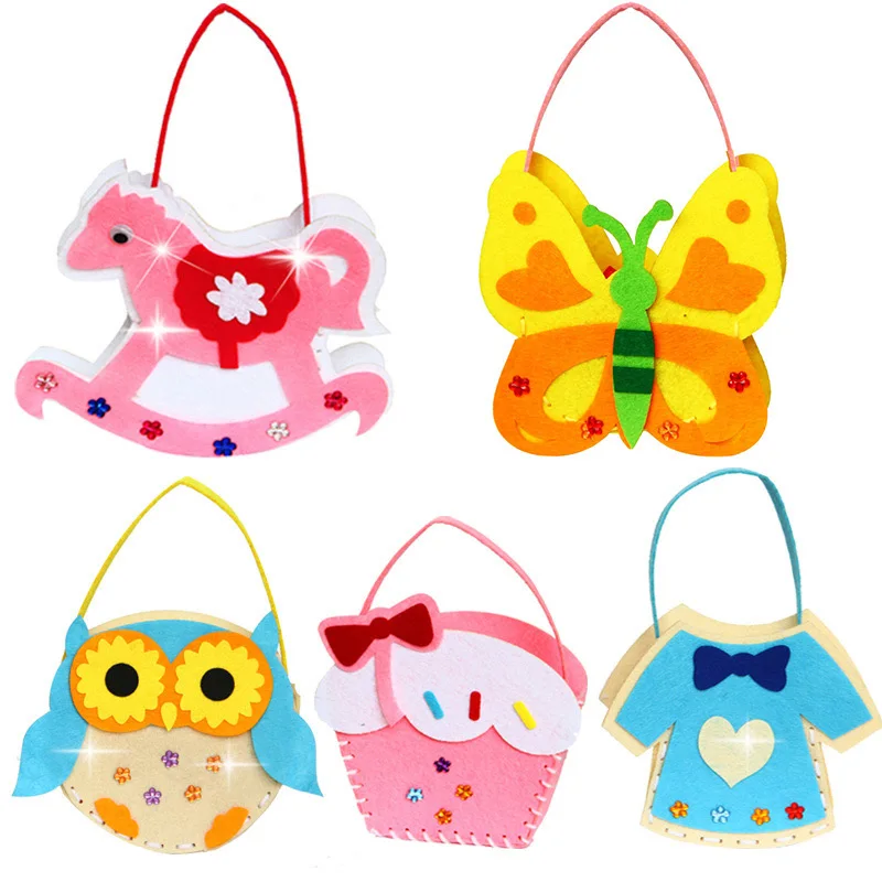 OEM Children Diy Toys Handmade Bag Cute Handmade Carrying Bag Non-woven Material Fabric DIY Bag Filled Candy Diy Toys With Candy