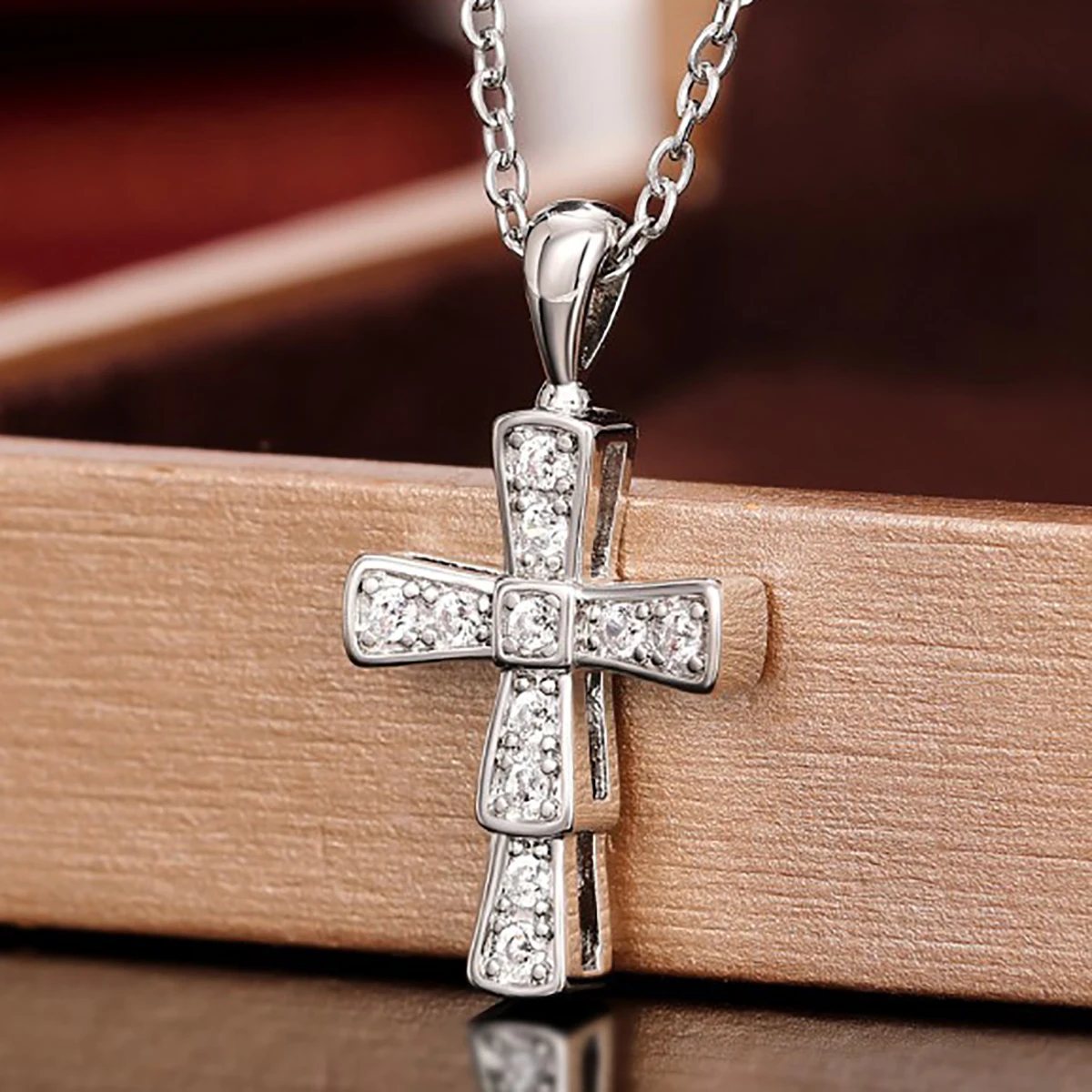 CAOSHI Vintage Style Full Cubic Zirconia Cross Necklaces For Women Fashion Party Weeding Silver Plated Pendant Necklaces Jewelry