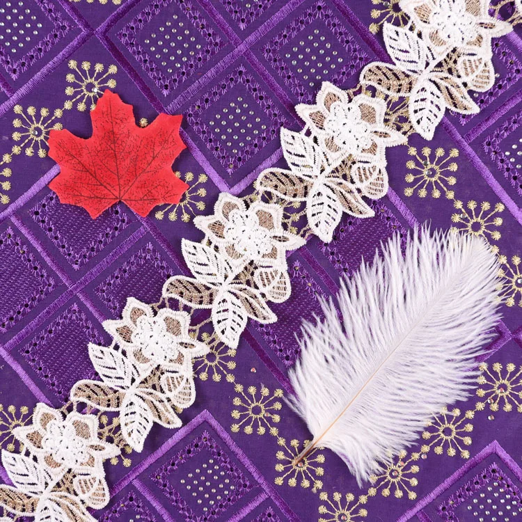 
Flower french lace trim applique lace embroidery ribbon guipure dentelle trimming 