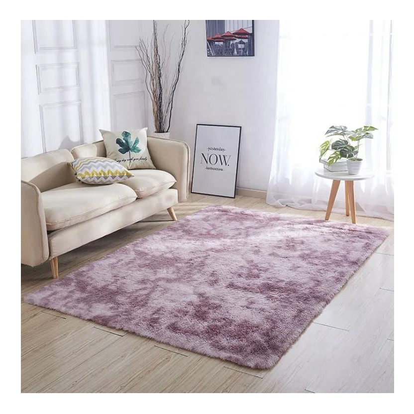 Custom Large Size Soft Fluffy Area Rugs For Living Room Luxury Shag Rug PV Plush Non-Slip Tie-Dyed Floor Carpet For Bedroom
