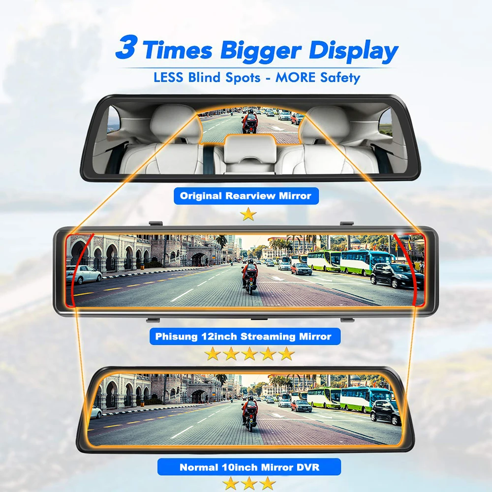 car dvr camera gps navigation android dashboard  factory 12 Inch   rearview mirror for car  WIFI ADAS Dash Cam 4G+32G Dual Lens