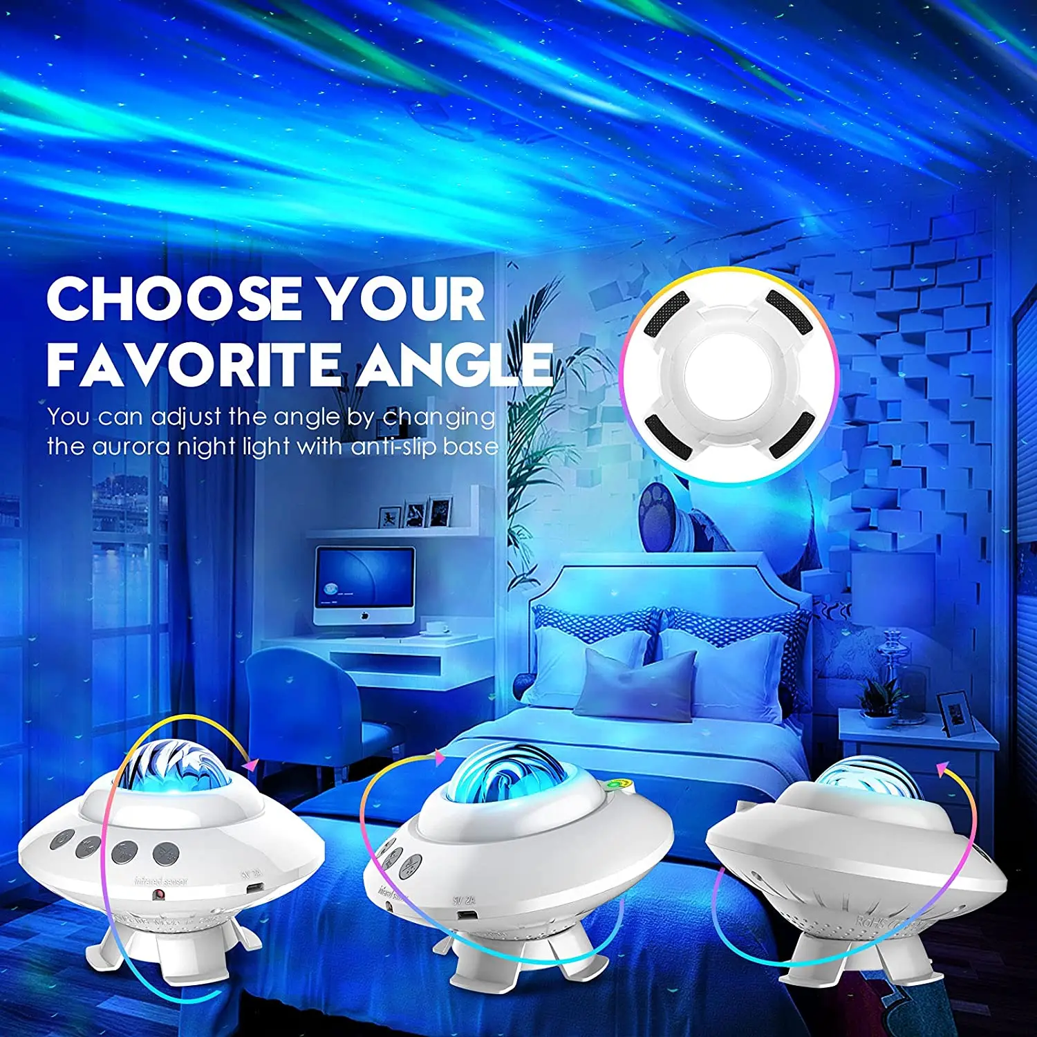Tanbaby 2021 Новое поступление НЛО мини-динамик blutooth Aurora star светильник для