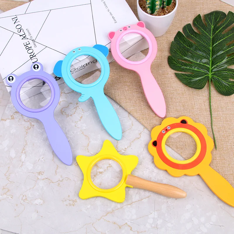 Toy fun Kids explore natural toy examine insects and plants wooden cartoon magnifying glass zoom lens