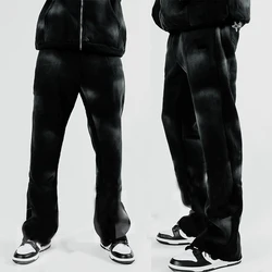 Custom mens flare sweat pants long trousers streetwear cotton bootcut drawstring heavyweig flared sweatpants