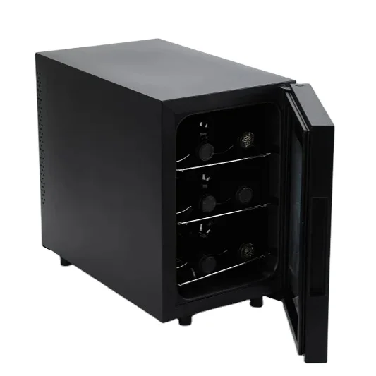 China Supply 13l 6 Bottles Wine SPCC ABS Tempered Glass Temperature Adjustment Application For Home Apartment Bar Wine Cabinet