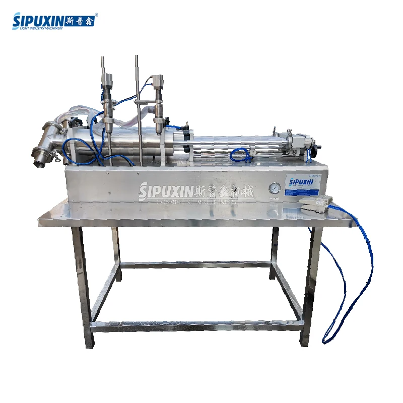 Double Heads Pneumatic Honey Paste Cream Ointment Lotion Semi Automatic Liquid Paste Filling Machine
