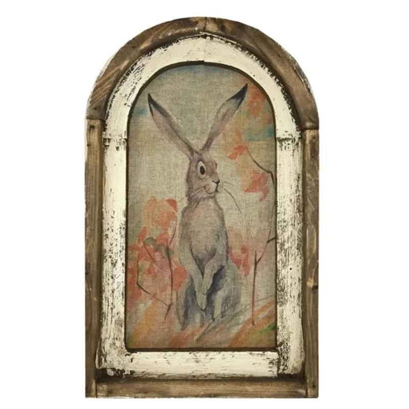Vintage Creative Hanging Painting Living Room Bedroom Rabbit Decoration Painting  Wooden Decorative Painting Wall Art Home Decor