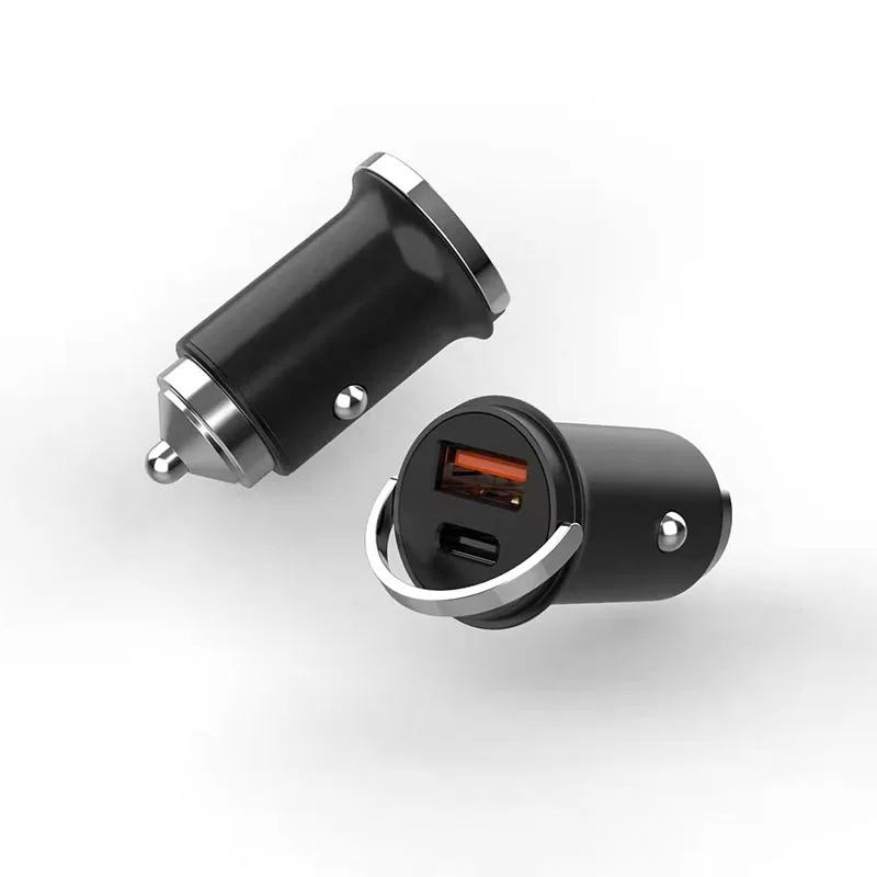 oem custom dual port aluminium alloy car charger fast charging 30w mini pd car charger for phone usb c car charger adapter