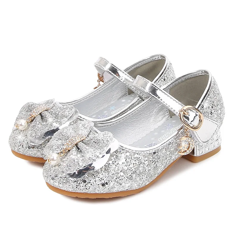 
Sequin girls princess party dress shoes for pageant wedding flower girls shoes to match evening dress kids high heel shoes 
