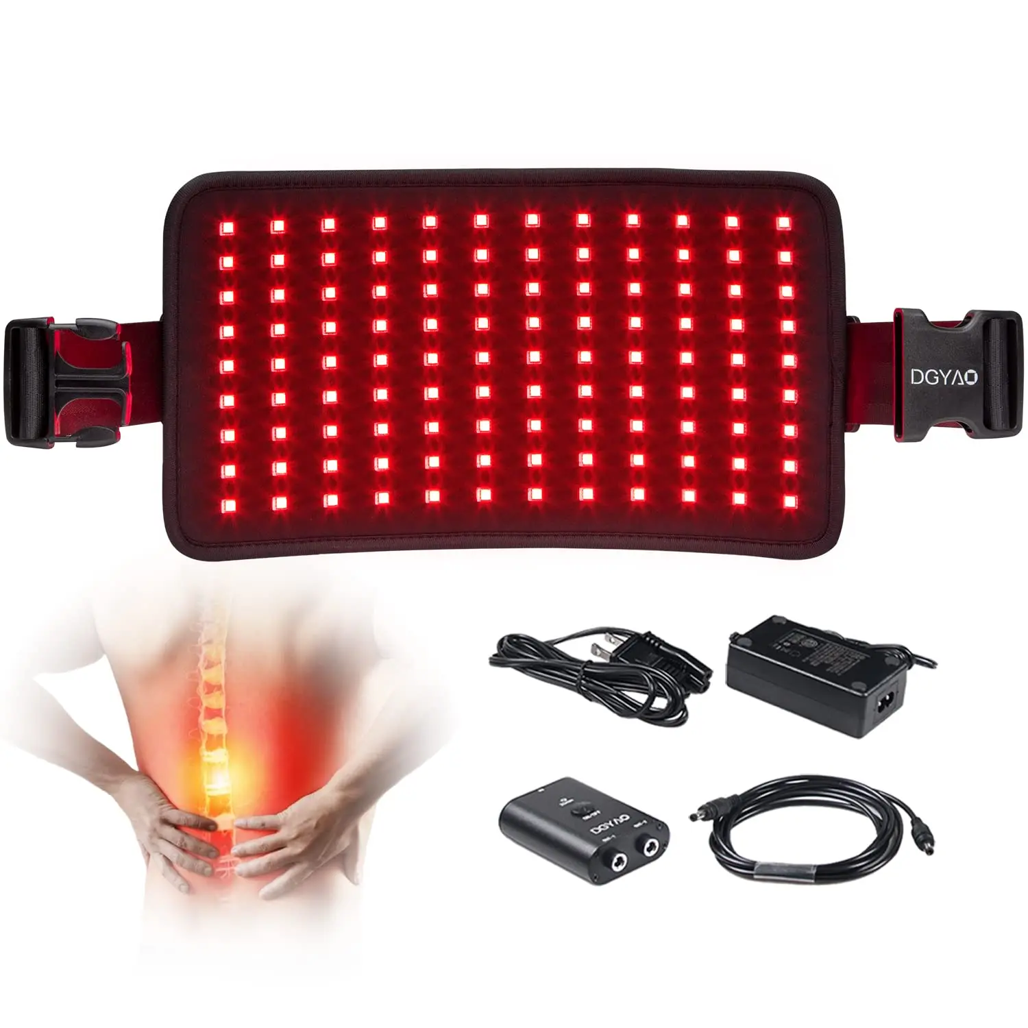 DGYAO Laser Lipo Weight Loss Pain Relief Back Waist Belt Wrap Pulse Led Infrared Red Light Therapy Belt