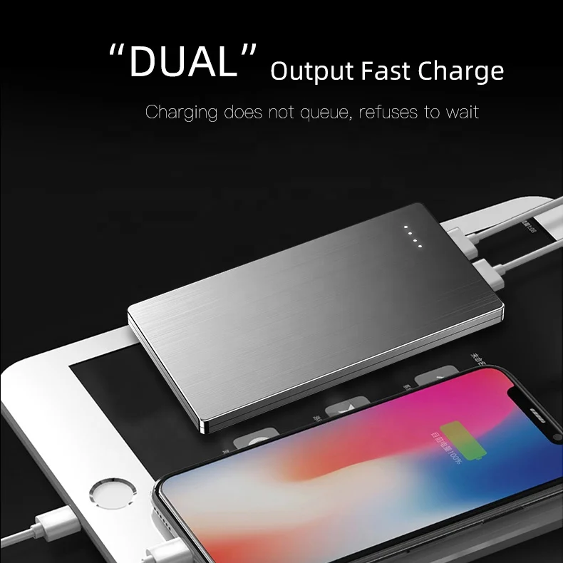 Trending products 2022 new arrivals 22.5W PD fast charging slim power bank stainless steel powerbank 10000mah