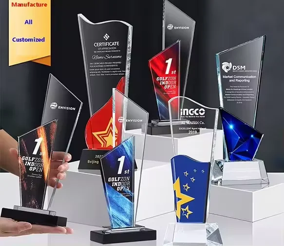 Guangzhou cheap wholesale blank custom logo laser engraved k9 Crystal Trophy award for business Gifts