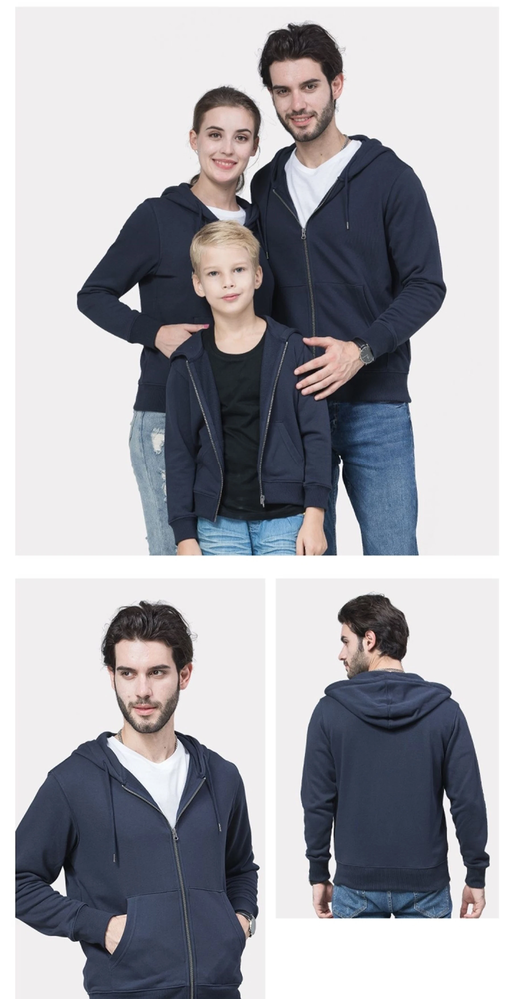 Cheap Hoodies Zip up Hoodies Black for Men Polyester / Cotton Plain Dyed OEM Service Waterproof Plus Size Quick Dry Custom