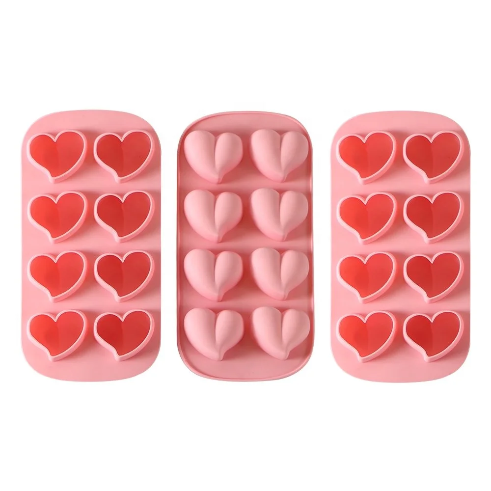 
Wholesale Silicone Baking Chocolate Mold Fancy Custom Heart Shaped Ice Cube Trays 