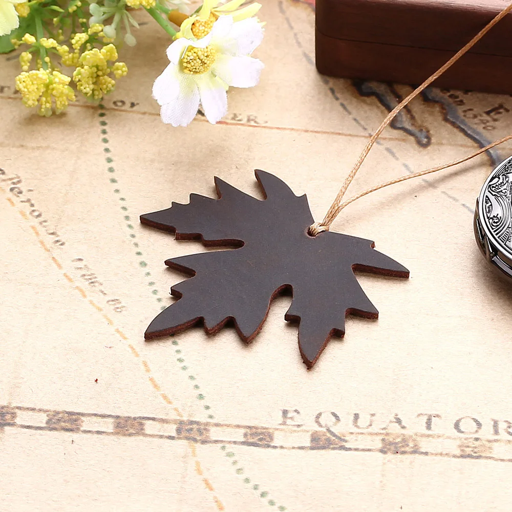 Handmade Genuine Leather Bookmark Top Layer Cowhide Leaves Shape Book Mark