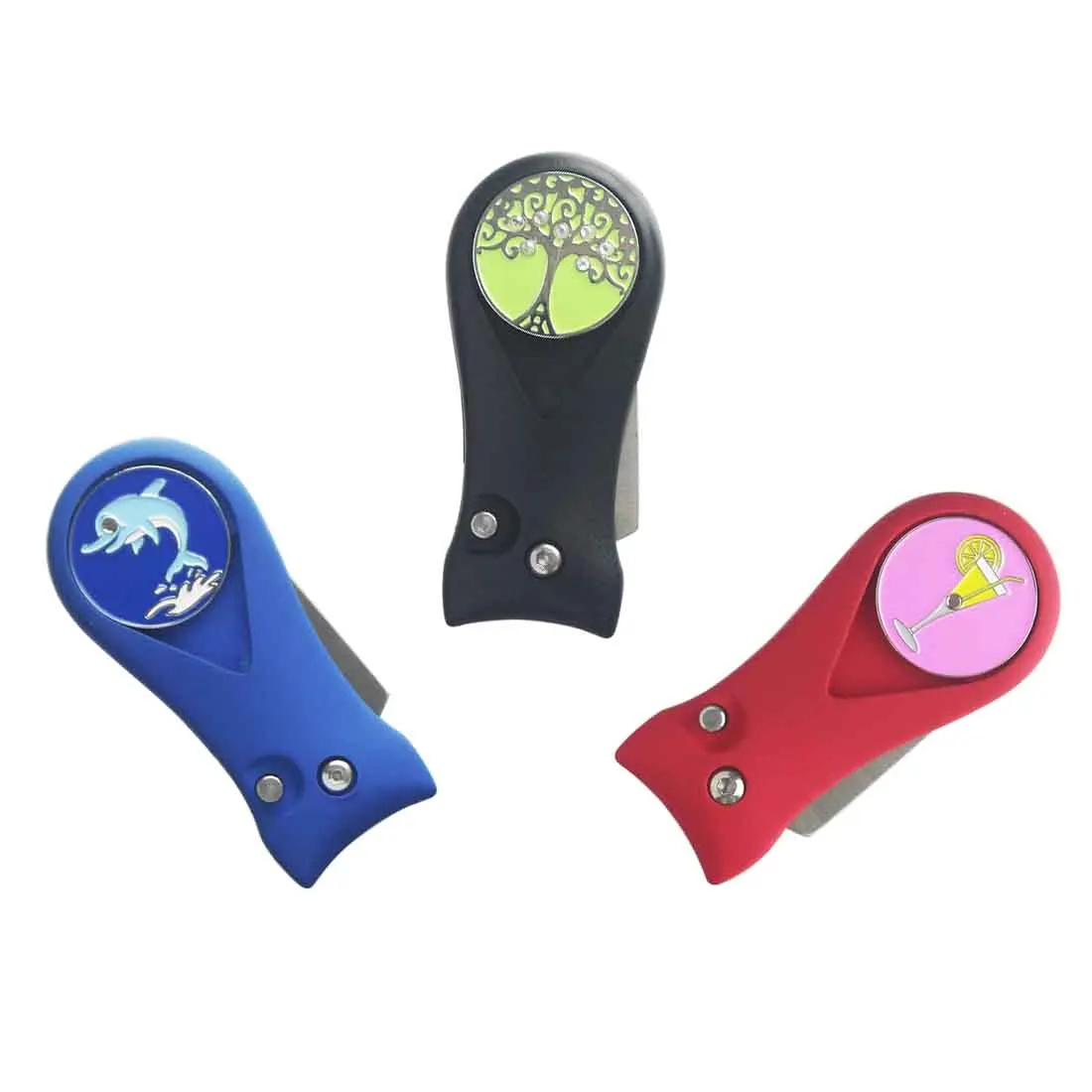 Custom Foldable Retractable Switchable Golf Divot Repair Tool Golf Pitch Fork Divot Tool