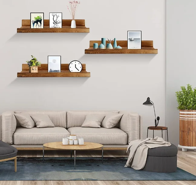 Wholesale custom high quality brown vintage wall shelf wall mounted shelf wooden wall shelf