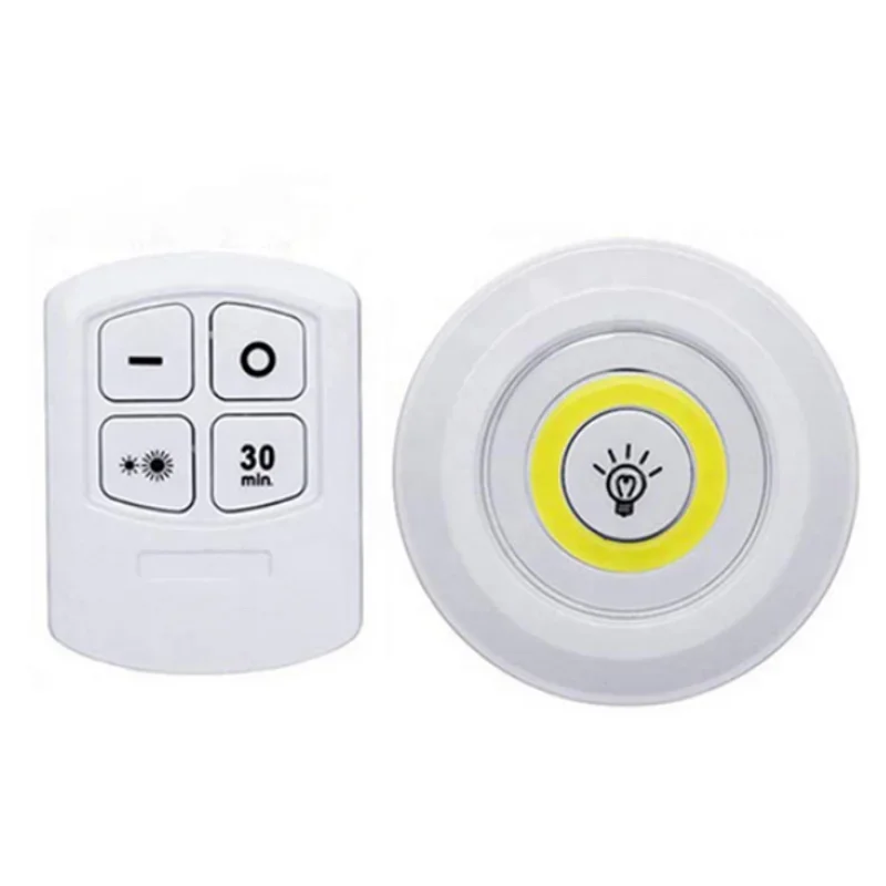 3Pack Ultra Bright 150 Lumen COB LED Puck Light With Remote Control Under Cabinet Light Wireless Battery Operated Tap Push Light