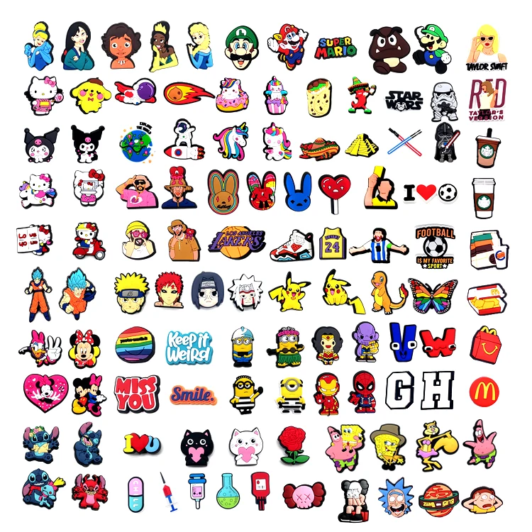 BHC OEM/ODM custom PVC croc charms shoe decorations luxury designer jibitz charms croc anime bad bunny shoes women croc charm