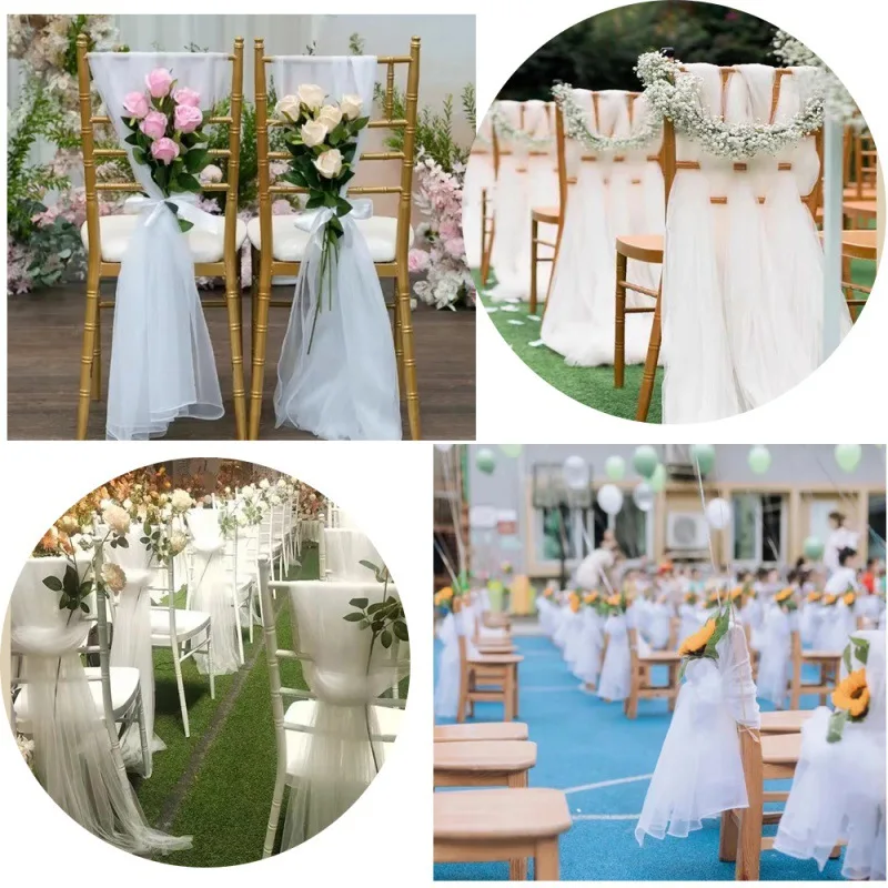 Hot product exquisite customized Multipurpose polyester Anti-crease mesh curtain for Wedding Chairs and Ceiling Decor