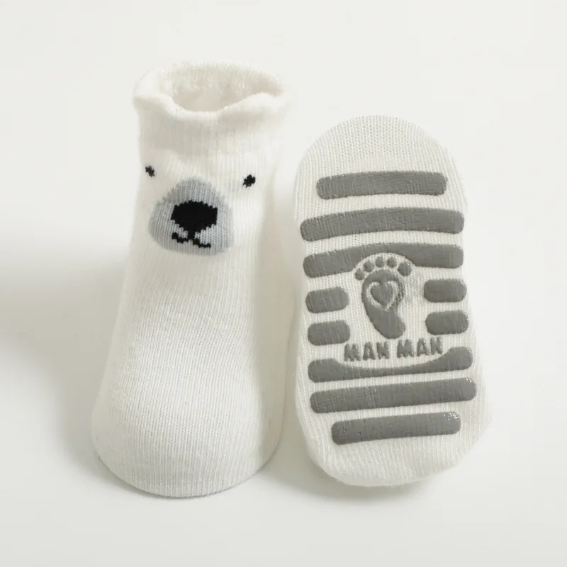 Милые детские носки из чесаного хлопка с животными Осенние нескользящие для пола в помещении мягкие малышей и младенцев