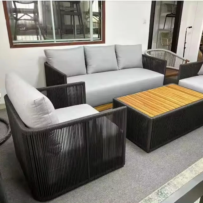 outdoor furniture set rope weaving patio furniture sofa set royal garden sofa set luxury living room furniture