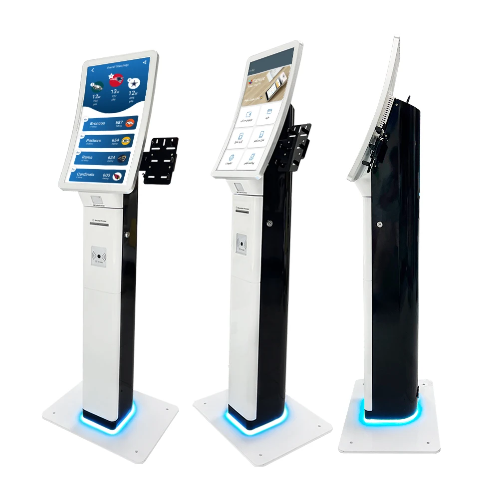 Custom led light color design qr barcode scanner rfid nfc card reader 23.6/32 inch touch screen monitor for self-service kiosk