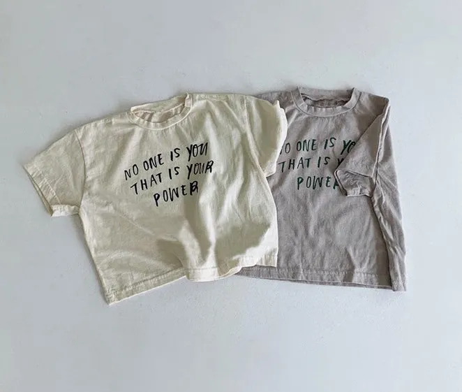 
Soft cotton casual kids tops letter print simple design t shirt 