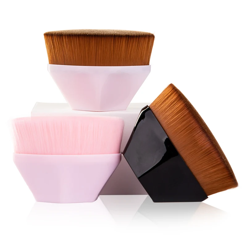LOW MOQ Amazon Flat Top Vegan Single Foundation Make Up Brush Powder Synthetic Cosmetic Brush No.55 Kabuki Makeup Brush