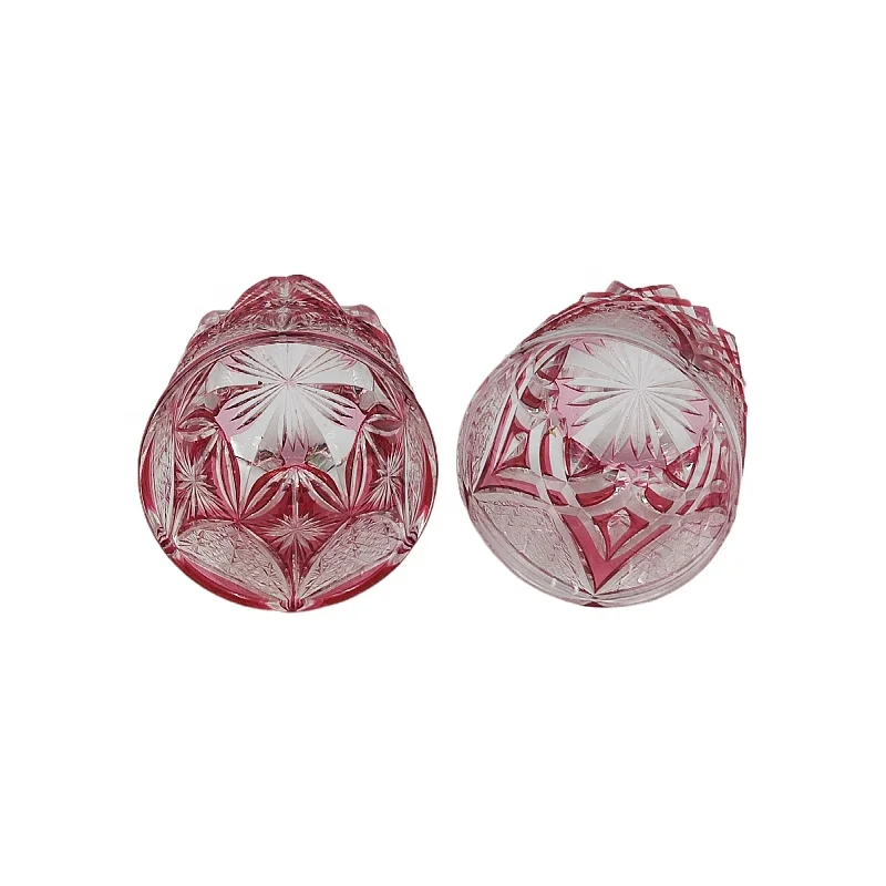 hand made pink crystal cut to clear wine glass tumbler