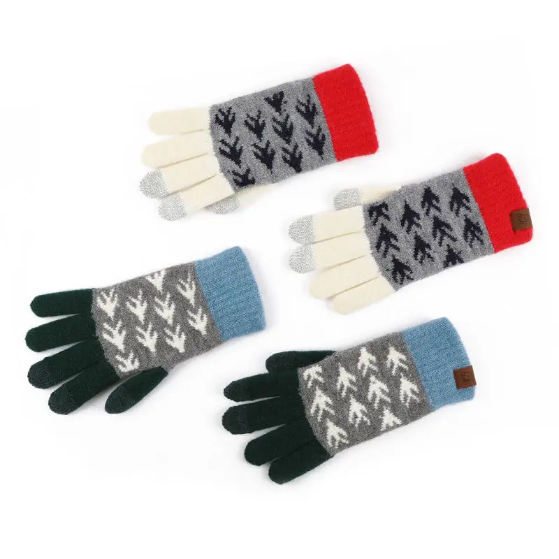 Knit Gloves Touchscreen Warm Thermal Soft Elastic Cuff Texting Anti-slip Gloves Custom Logo Winter for Women Men Customized